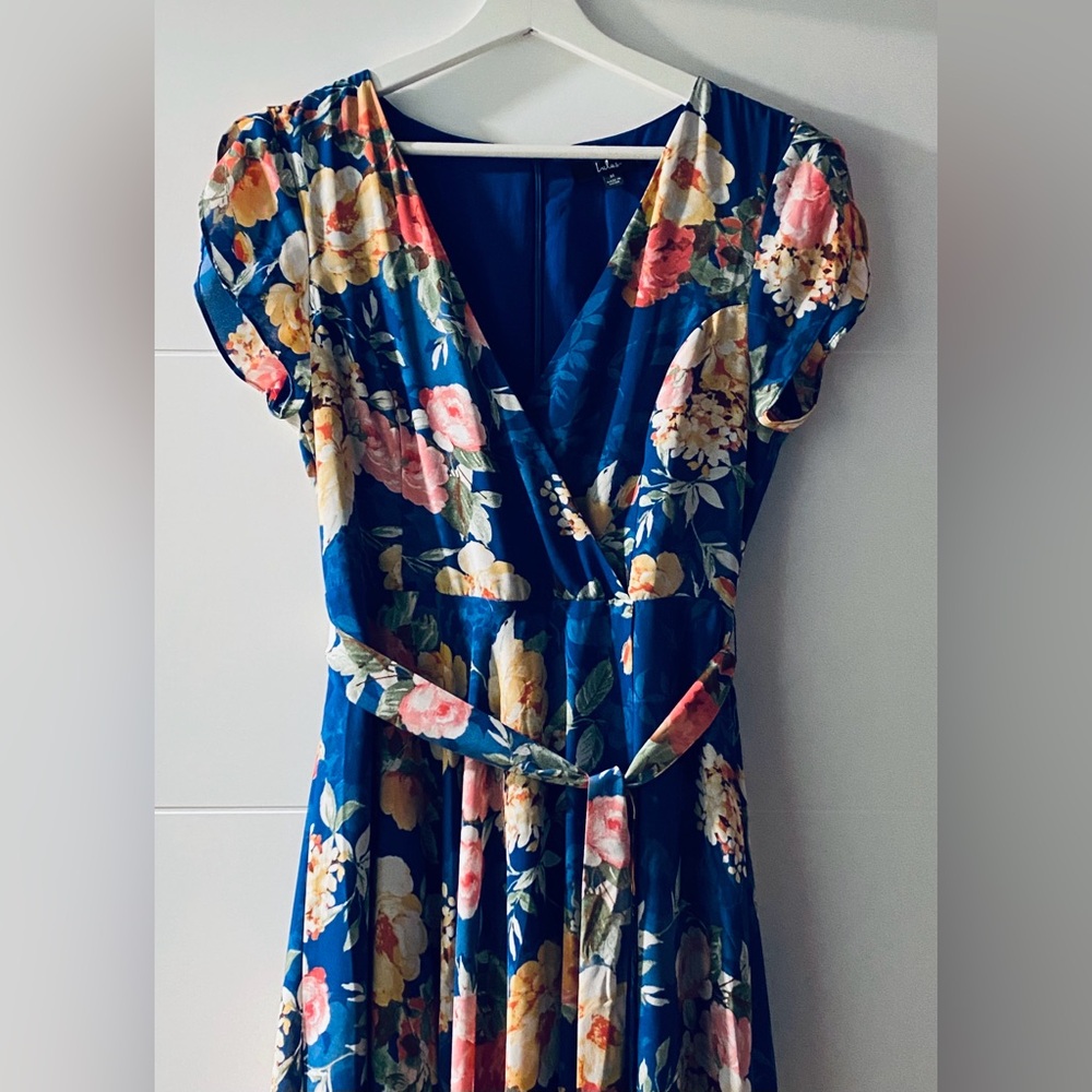 Lulu's Blue Floral Wrap Dress